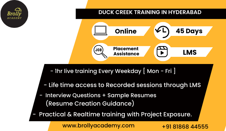 Duck Creek Training in Hyderabad